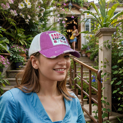 Popfizzy Badass Babes Club Funny Vintage Trucker Hats for Women, Adult Humor Cap, Distressed Baseball Cap (Badass Babes Club)