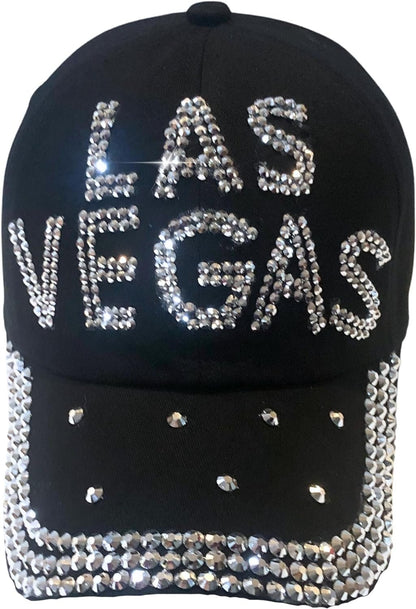 Popfizzy Rhinestone Las Vegas Ball Caps, Bling Bling Las Vegas Hat for Women, Las Vegas Souvenir, Bedazzled Las Vegas Gifts