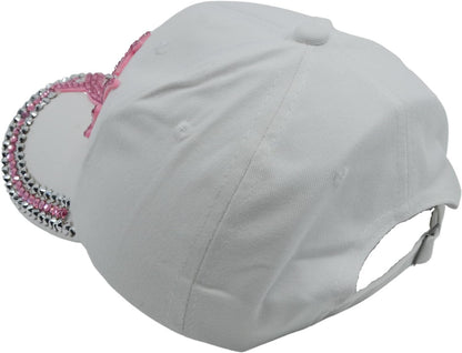 Popfizzy Women’s Faith Pink Ribbon Hat, Bling Adult Baseball Hat