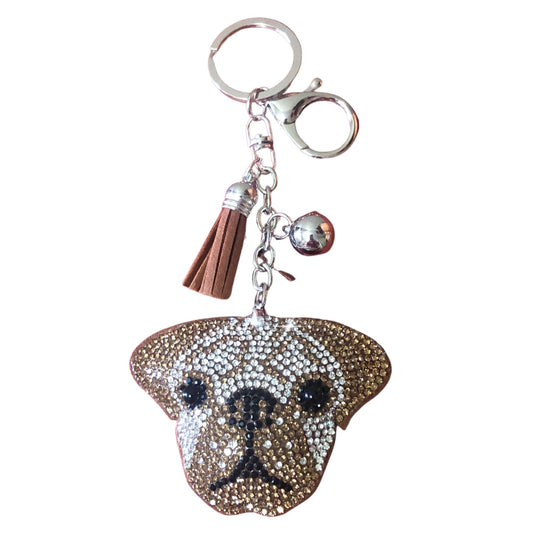 Popfizzy Rhinestone English Bulldog Keychain for Women and Girls, Bull Dog Backpack Keychain, Bling Gifts for Women