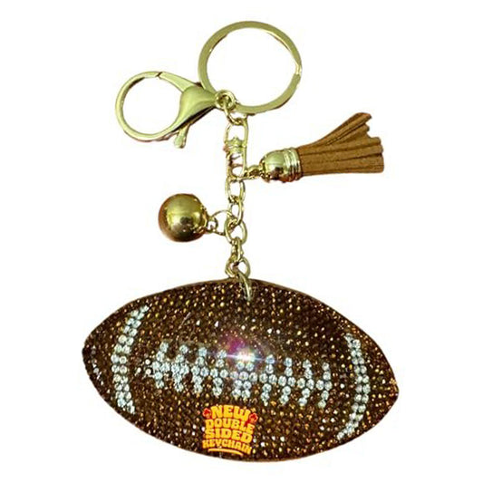 Popfizzy Bling Football Keychain for Women and Girls, Rhinestone Purse Charm, Bag Charm, Girls Football Gifts, Double Sided