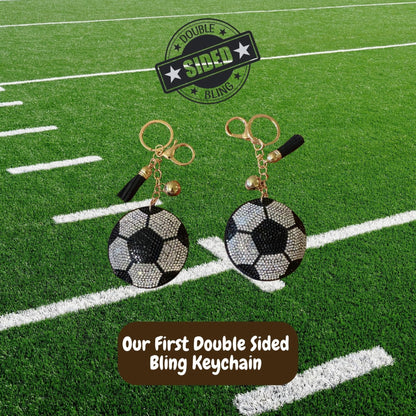 Popfizzy Bling Soccer Keychain for Women and Girls, Rhinestone Purse Charm, Bag Charm, Girls Soccer Gifts, Double Sided