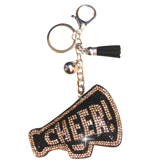 Popfizzy Gold and Black Cheer Keychain for Women and Girls, Cheerleader Bag Charm