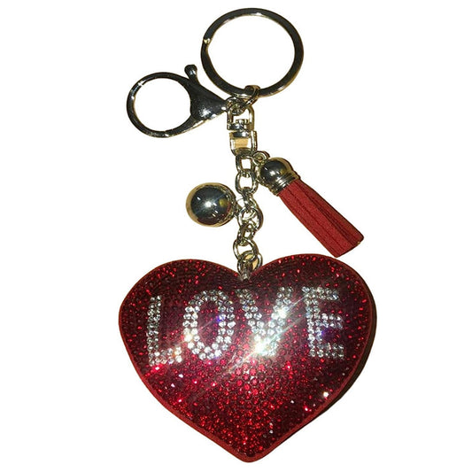 Popfizzy Bling Love Heart Keychains for Women and Girls, Rhinestone Purse Charms for Handbags, Cute Bag Charms, Thank You Gift for Women