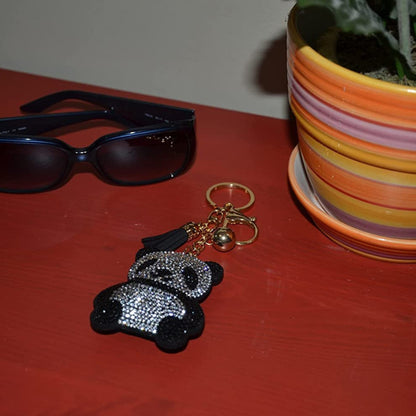 Popfizzy Bling Moustache Keychain, Rhinestone Purse Charm, Backpack Key Chain, Crystal Bag Charms, Key Fob